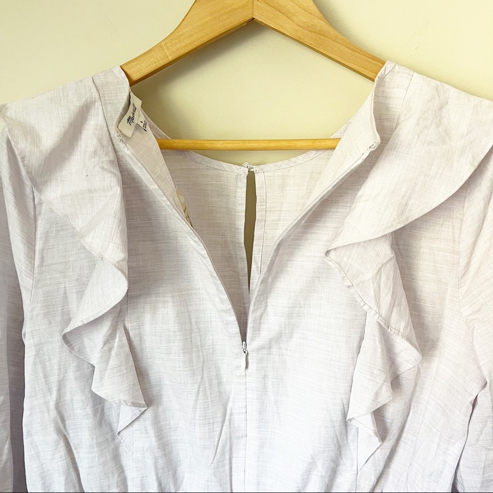 Madewell Ruffle-Shoulder Mini Dress Lavender Heather Botanical 6 NWT - Picture 10 of 11
